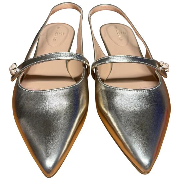 BANDOLINO Aubriana Women's 10M Gold Slingback Flats Pointed Toe Flower Ornament - Picture 9 of 10